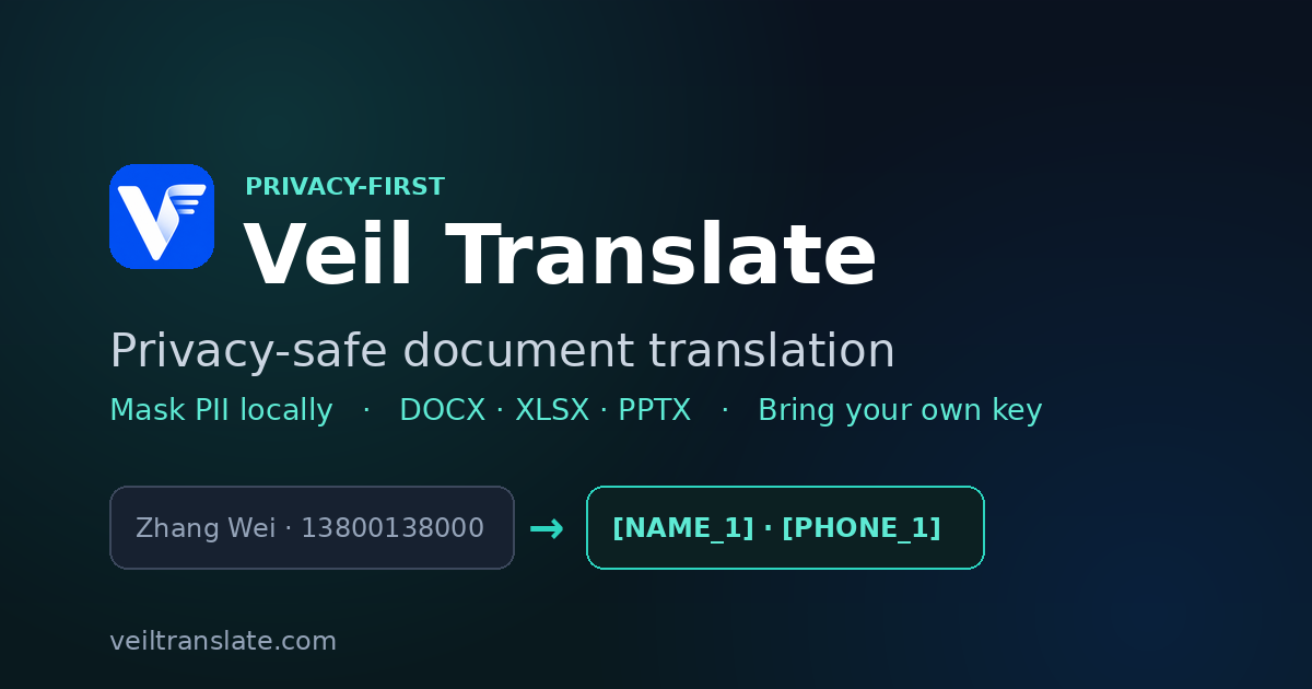 Private AI Document Translation & PII Masking | Veil Translate